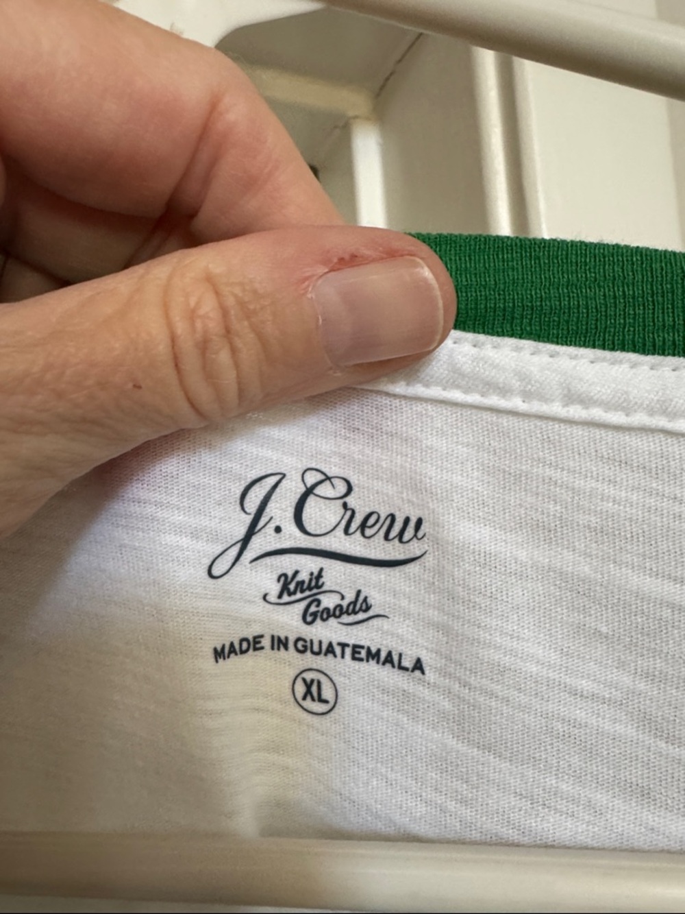 J. Crew White Tee with Green Tennis Graphic and Trim - Picture 2 of 5